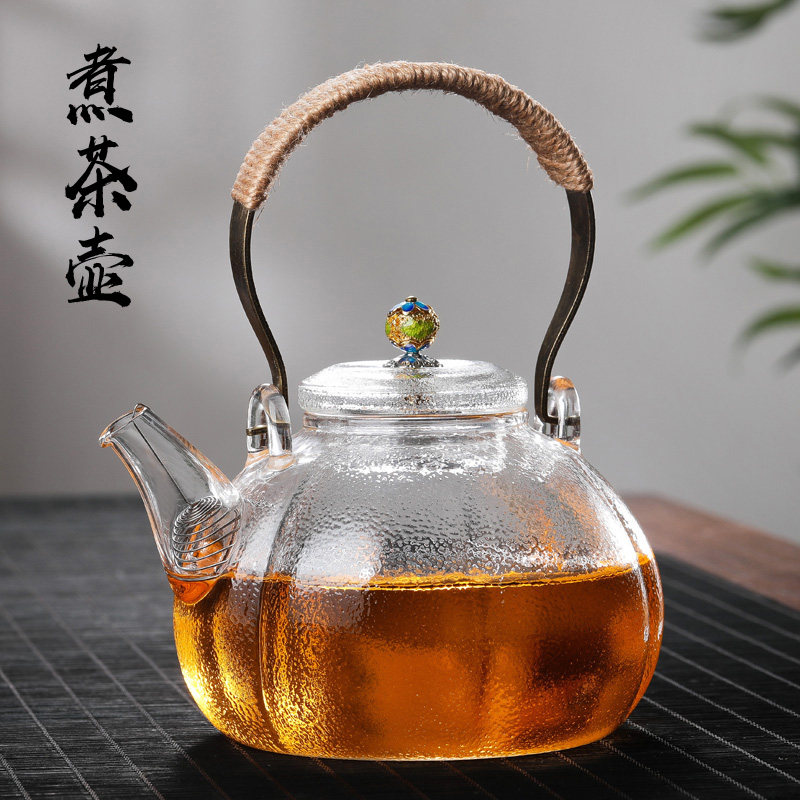 Heavenly and instrumental hammer grain heat resistant glass teapot filter high temperature resistant tea kettle Kettle Cooking Tea Set set