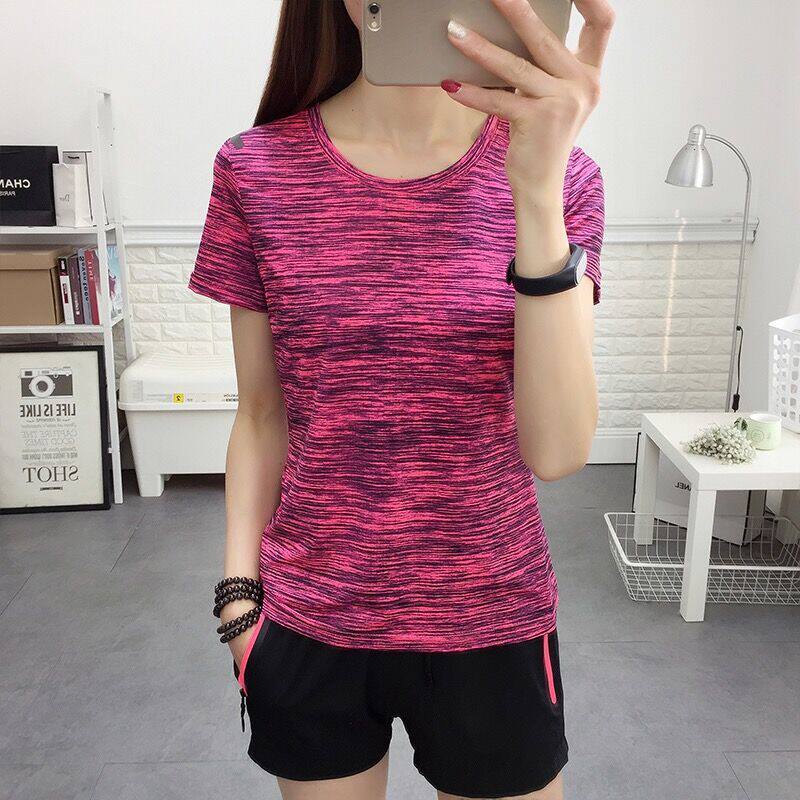 Running sports suit men's outdoor quick-drying clothes women couples round neck sports T-shirt fitness short sleeve shorts two-piece set