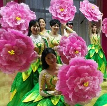 Peony Parachute Dance Stage Performance Prop Umbrella Peony Flower Party Opening Prop with Flower Umbrella