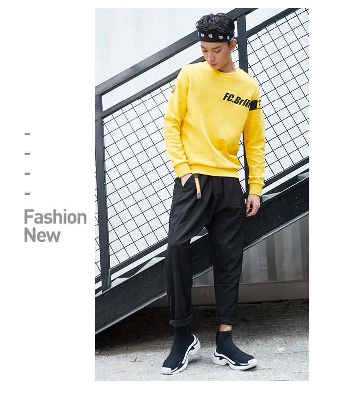 Áo len cổ điển Hongxing Erke nam 2019 Mới mùa xuân Áo thun cổ tròn Mặc giản dị Trang phục thể thao Áo thun hàng đầu - Thể thao lông cừu / jumper áo hoodie tay ngắn