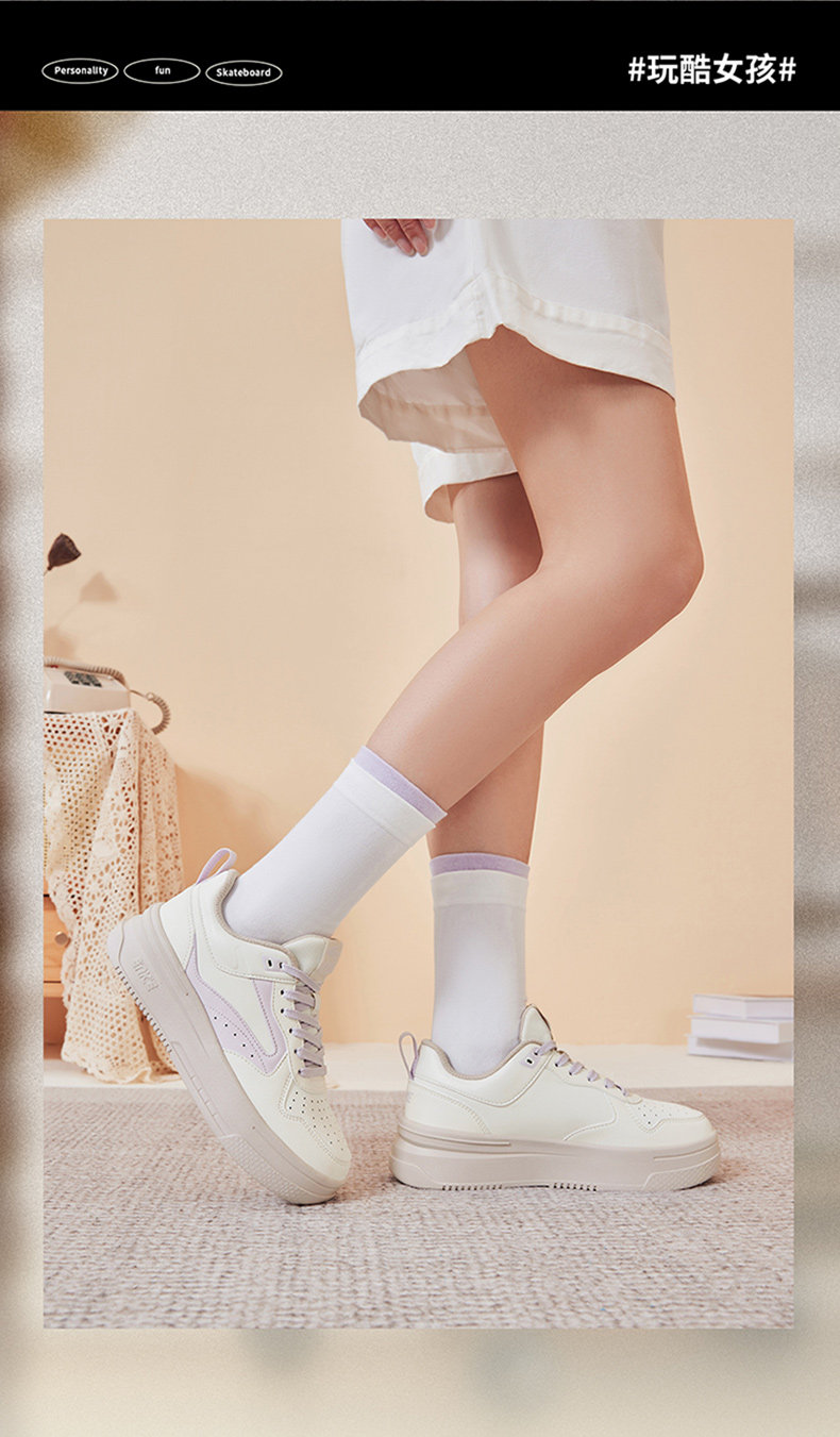 обувь на тонкой подошве ( для скейтборда ) 鸿星尔克玩酷板鞋小白鞋夏季学生厚底增高运动鞋空军一号休闲 𫔮女鞋 The Erke