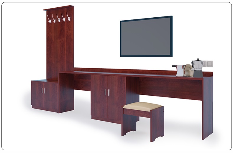 Nội thất phòng khách Tủ tivi bàn máy tính kết hợp giá để hành lý căn hộ chung cư 7 nhà cho thuê bàn - Nội thất khách sạn
