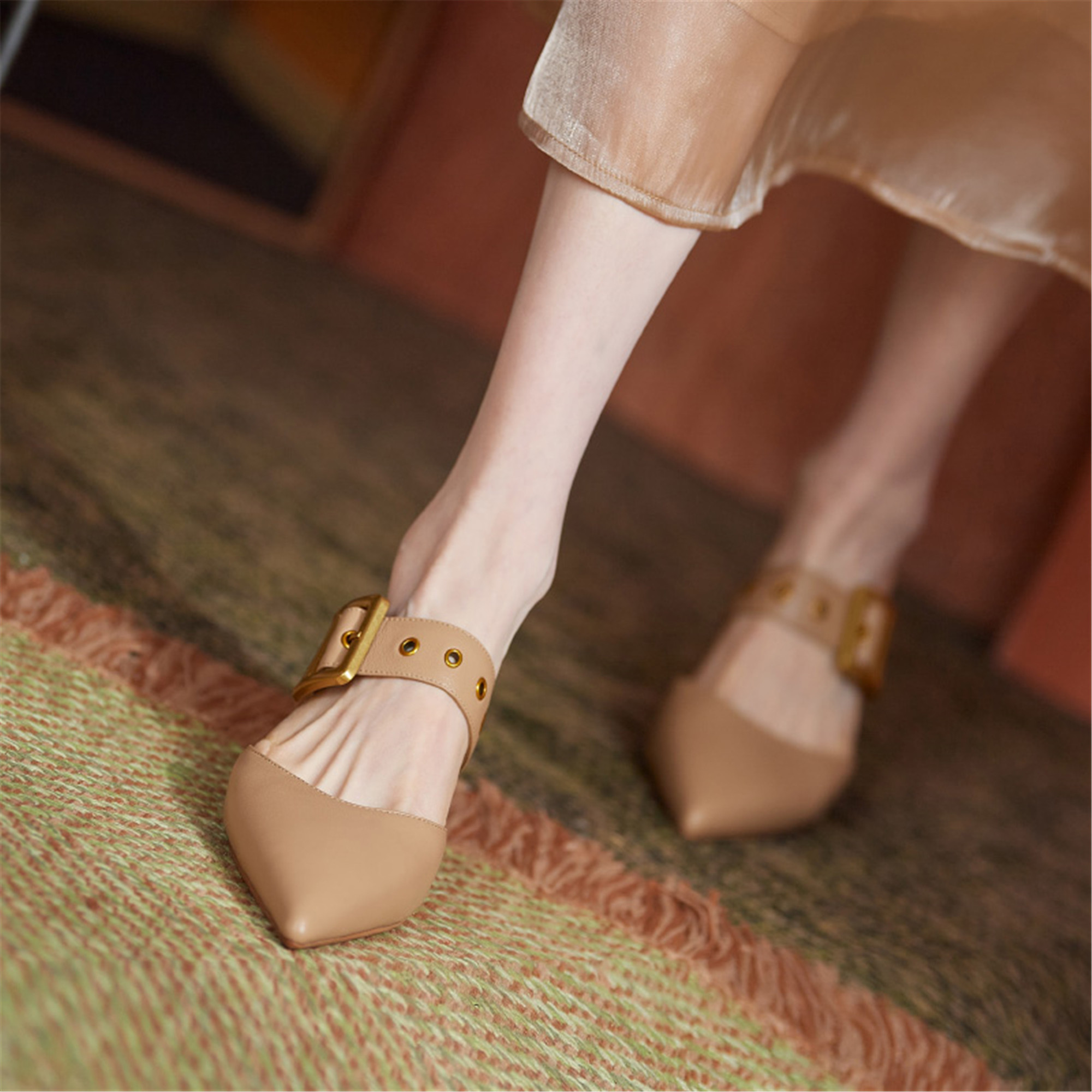 ㊙s huge look ~ Baotou drag xie Xia Fashion Han version 100 lap high heel No heel sloth half drag xie