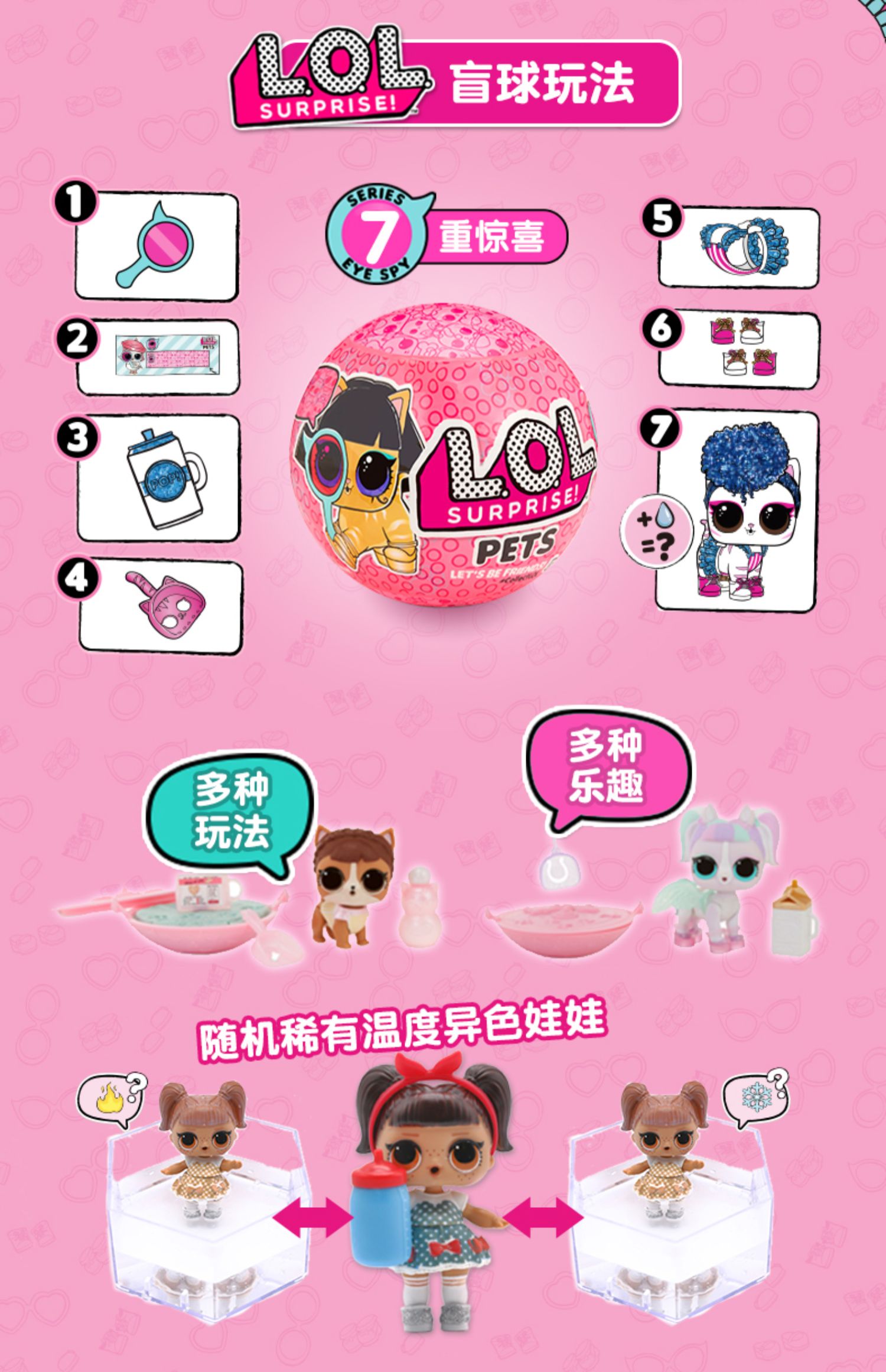 LOL chính hãng bất ngờ búp bê phá hủy bóng năm thế hệ Pet Ball Trolly Egg Girl Play House Toy MGA - Búp bê / Phụ kiện bup be