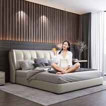 The Nordic zhen leather bed light luxury modern minimalist 1 8 meters double storage pouch small Apartment 1 5m master nuptial bed