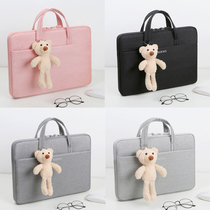 Laptop bag 13 3 inch female plush bear cute simple notebook bag 14 male 15 6 waterproof and shockproof