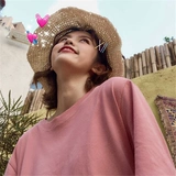 Летняя однотонная универсальная футболка с коротким рукавом, клубника, в западном стиле