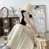 Японская ретро летняя приталенная юбка, цветочный принт, высокая талия, А-силуэт