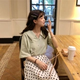 Кукла, весенняя летняя универсальная милая рубашка, V-образный вырез, кукольный воротник, в западном стиле, по фигуре, французский стиль, популярно в интернете