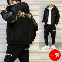 Mens coat spring and autumn 2019 New Wild Mens autumn fashion hooded autumn casual jacket suit