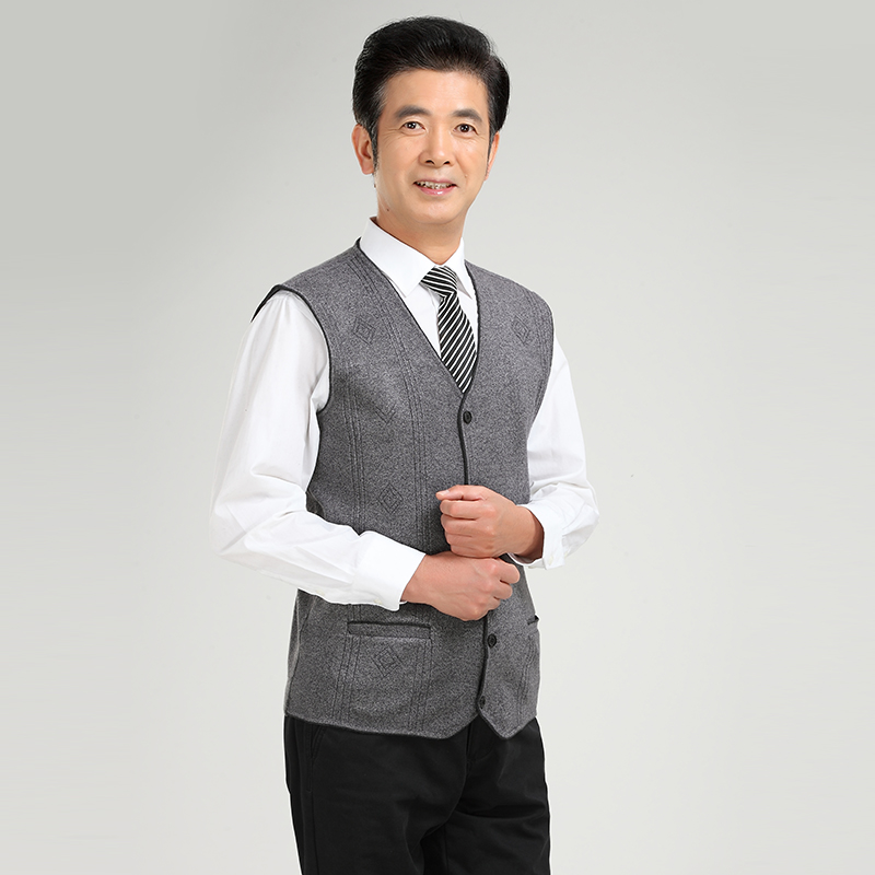 Áo len cổ niên và trung niên áo khoác nam giả vest