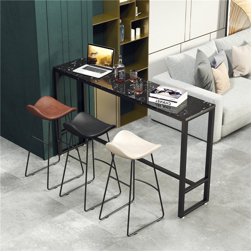Brief new black marble bar table chairs Commercial walls Home by window Table High foot table Milk Tea Shop Front Desk Water