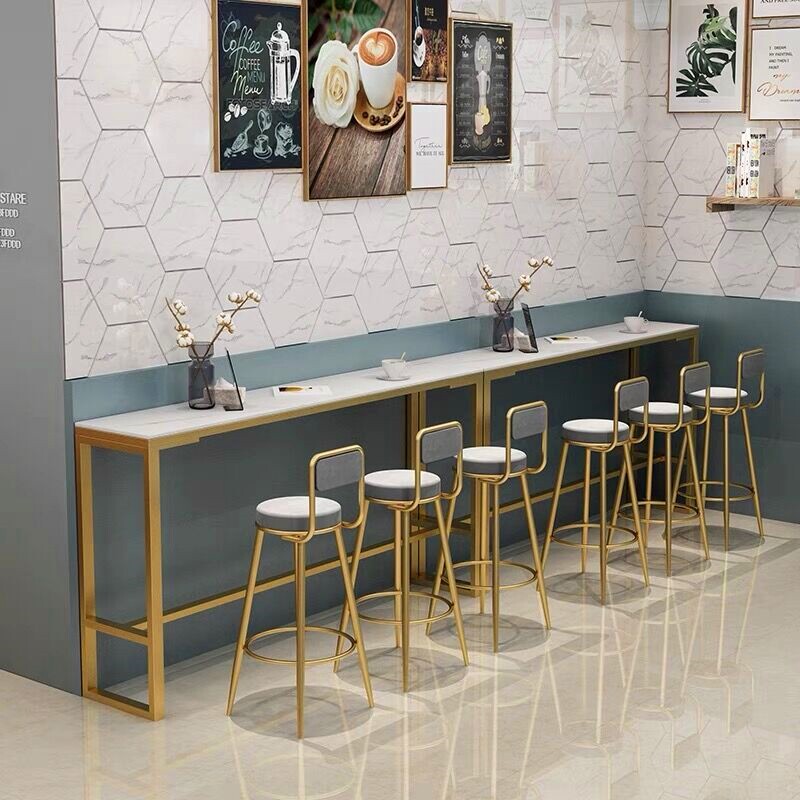 Nordic Marble Bar Table Commercial Close To Wall Narrow Table Balcony Home Rockboard Strip High Foot Milk Tea Shop Table And Chairs