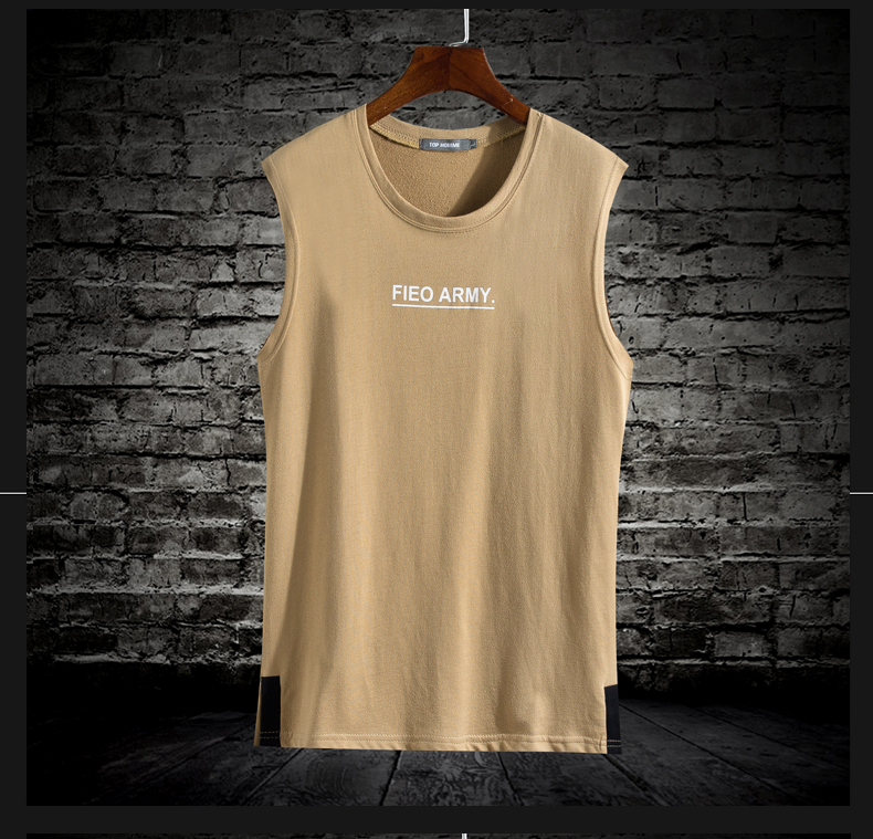 Mùa hè cotton vest nam tập thể dục chạm đáy áo thể thao Hàn Quốc vai Slim Áo không tay chữ áo thun mặc - Áo vest cotton áo khoác vest nam hàn quốc