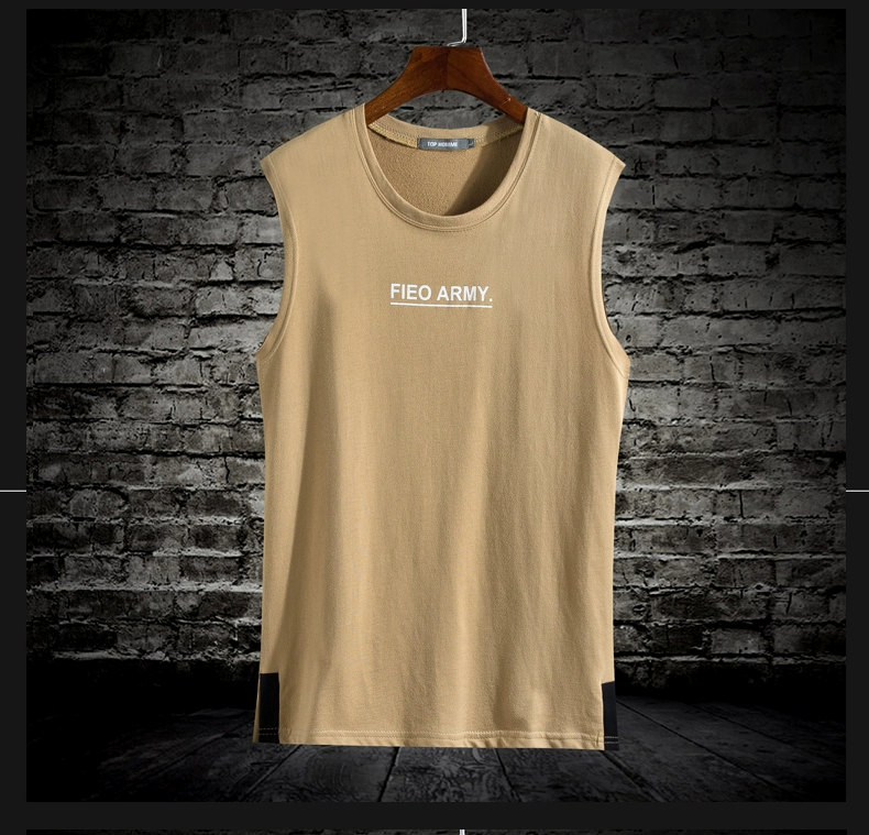 Mùa hè cotton vest nam tập thể dục chạm đáy áo thể thao Hàn Quốc vai Slim Áo không tay chữ áo thun mặc - Áo vest cotton áo ghi lê nam