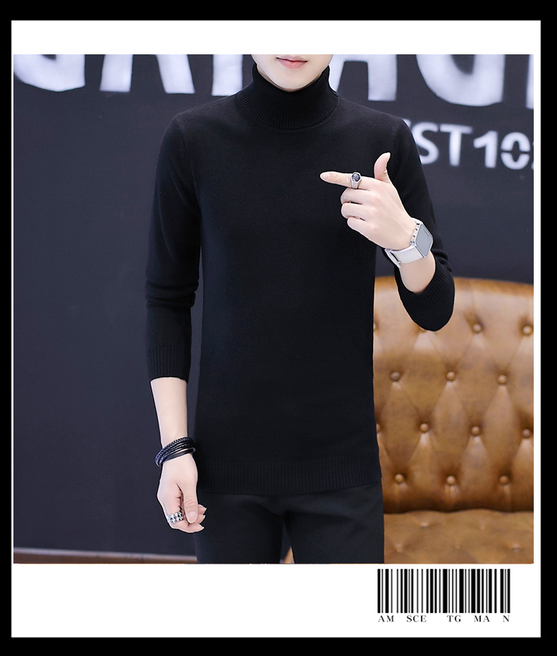 Mùa thu và mùa đông áo len cao cổ nam áo len phiên bản Hàn Quốc của áo len trắng tự trồng cơ sở áo len xu hướng màu quần áo nam áo len nam cổ lọ