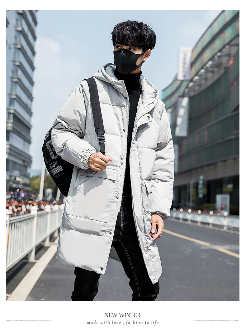 Áo khoác nam mùa đông mới 2018 dài áo khoác cotton xu hướng Hàn Quốc size lớn áo khoác cotton dày nam áo khoác kaki nam