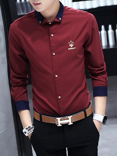 Мужская рубашка, стиль, осенняя, облегающий крой