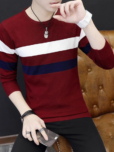 Весенний трикотажный тонкий шерстяной мужской свитер с круглым воротником для мальчиков, осенний, подходит для подростков, стиль