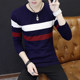 Spring and Autumn Round Neck Sweater Boys and Teenagers Korean Style Slim Striped Knitwear Trendy Men's Thin Knitwear