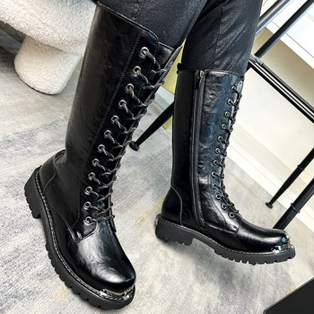 Cowboy boots, fashionable long lace-up riding boots