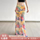 SWEETOWN Monet Flower Sea#Retro Oil Painting Printed Hip Long Skirt Niche Mesh Hot Girl Vacation Skirt
