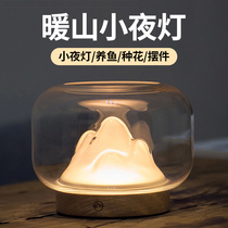 Warm mountain night light creative atmosphere charging light source glass fish tank manual desktop bedside ornaments birthday gift