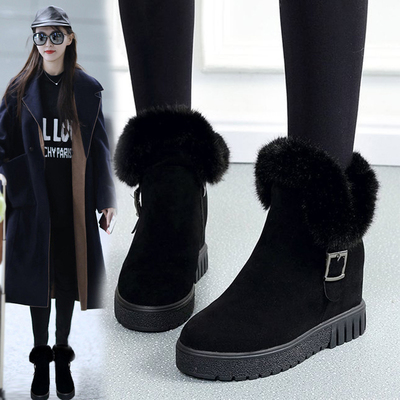 【顺丰包邮】真皮加绒雪地靴内增高短靴棉鞋