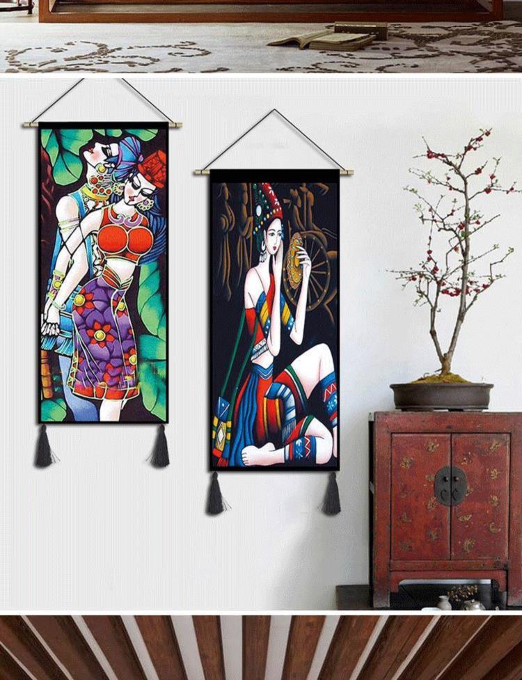 Tường nền phòng ngủ vải treo vải sơn phòng ngủ retro cổ điển sơn hành lang tùy chỉnh không khí tấm thảm mới Trung Quốc - Tapestry 	thảm dệt treo tường
