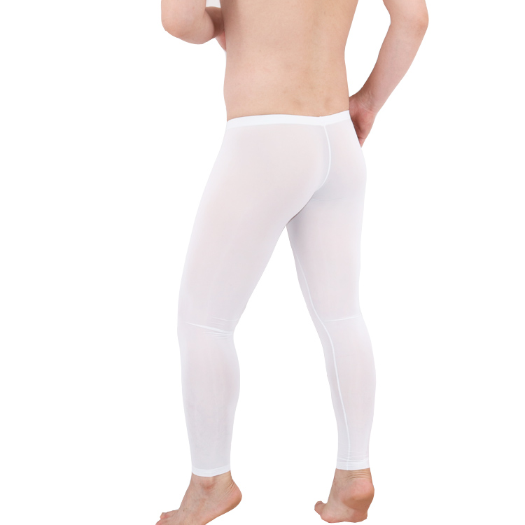 Quần bó sát nam trong suốt quần chín điểm quần lụa băng dài quần legging túi siêu mỏng gợi cảm quần xì nữ