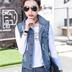 Denim chuồng phụ nữ mùa xuân và mùa thu mới phiên bản Hàn Quốc của clip ngựa vest không tay vai cardigan phụ nữ bên ngoài một chiếc áo khoác lông ngắn 