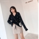 Tamandi chất béo mm hoa nhỏ mã lớn phụ nữ chuỗi thêu knitsweater của loose-fitting đầu V-cổ cho thấy chiếc áo sơ mi mỏng