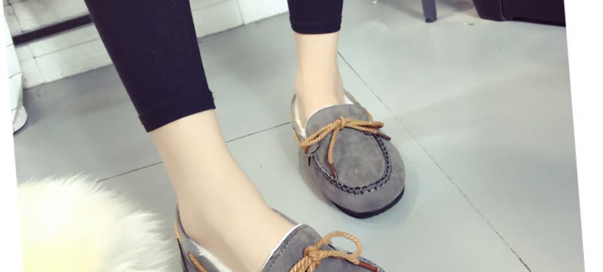 Giày lười cotton 2018 mới cho nữ mùa đông ấm áp cộng với nhung Hàn Quốc thấp giúp giày lông bằng phẳng giày đậu nữ mẫu giày nữ đẹp 2021