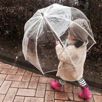 Nor Home) Korean style ins Childrens transparent color polka dot small flower long-handled umbrella windproof portable photo