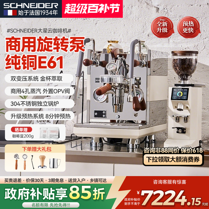 French Schneider Big Nebula Coffee Machine, Italian-Style Fully Semi-Automatic Commercial Dual Boiler, Household Pure Copper E61