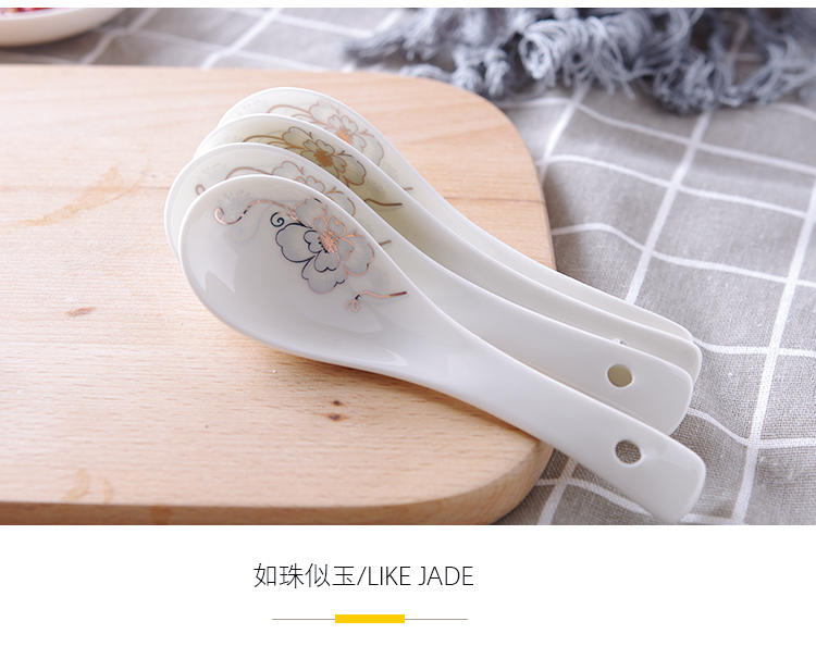 Đồ gốm gia dụng thìa nhỏ xương Trung Quốc thìa nhỏ 羹 thìa nhỏ thương mại bộ đồ ăn bằng gốm kết hợp đặt thiệt hại gói bồi thường - Đồ ăn tối muỗng ăn cơm
