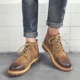 Giày cao cổ nam phiên bản Hàn Quốc của xu hướng giày Martin giản dị cho nam mùa thu và mùa đông hoang dã Anh kaki giày nam cao màu vàng giày boots nam