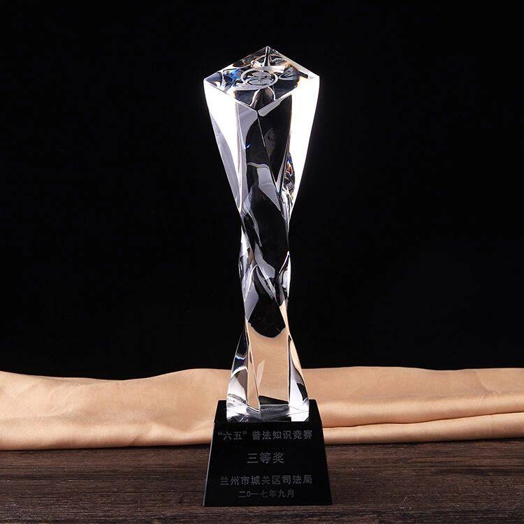 Creative Crystal Twist Column Custom Trophy Annual Meeting Corporate Custom Competition Awards High-end Honor Crystal Trophy Production