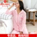 Dorama Fall Cotton Ladies Pyjamas Spring and Autumn Long Sleeve Homewear Set Women Cardigan Polka Dot Mom Pyjamas - Nam giới