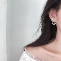 Small Treasure s925 Pure Silver Asymmetrical Stars Moon Pearl Earrings Earrings Woman 2021 New Korea Temperament Advanced Sensation