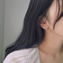 s925 Pure Silver Star Rear Hanging Earrings Female Pentagram Temperament Brief Individuality 100 Hitch Student Advanced Sensation