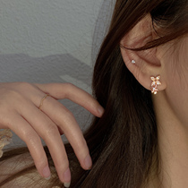 Xiaobao s925 sterling silver zircon flower earrings earrings 2021 new trendy womens summer high-end light luxury temperament