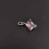 Small Treasure s925 Pure Silver Unique Retro Pink Zircon Flowers Pendant Women Only Pendant Necklace Item Pendant Light Extravaganza