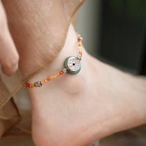 5 20 customized buoyancy S925 Silver Mountain Ghost Spending Jade Agate Anklet About 22 6CM