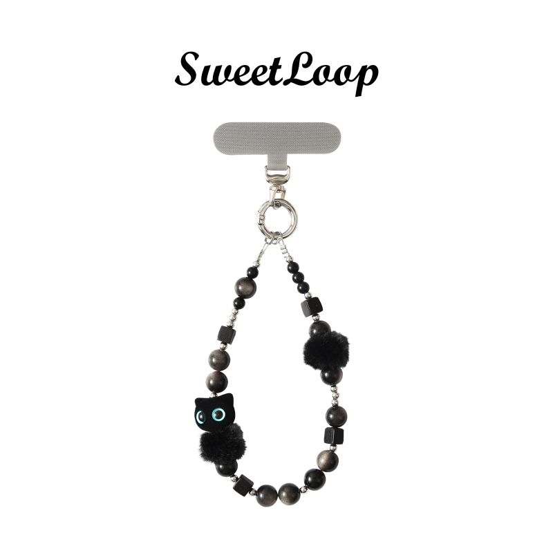 Sweetloop Obsidian Phone Chain High-End Portable Hanging Chain ins Style High-Class Phone Chain Pendant Sweetloop Obsidian Phone Chain High-End Portable Hanging Chain ins Style High-Class Phone Chain Pendant
