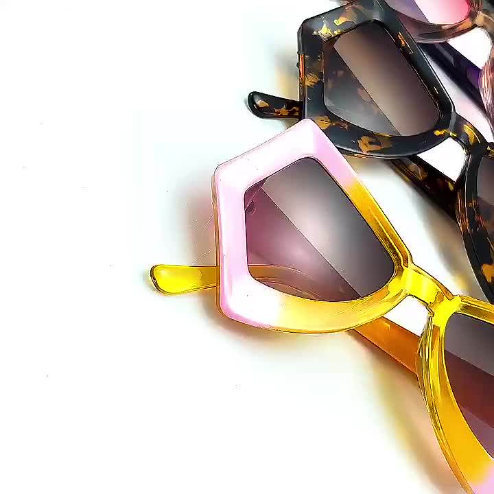 2024 New Vintage Irregular Candy Color Cat Eye Sunglasses Women