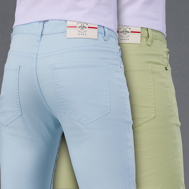 European Style Light Luxury Colorful Men's Stretch Straight-Leg Casual Pants Trendy Brand Vibrant Cool Khaki Foreign Brand Pants for Men