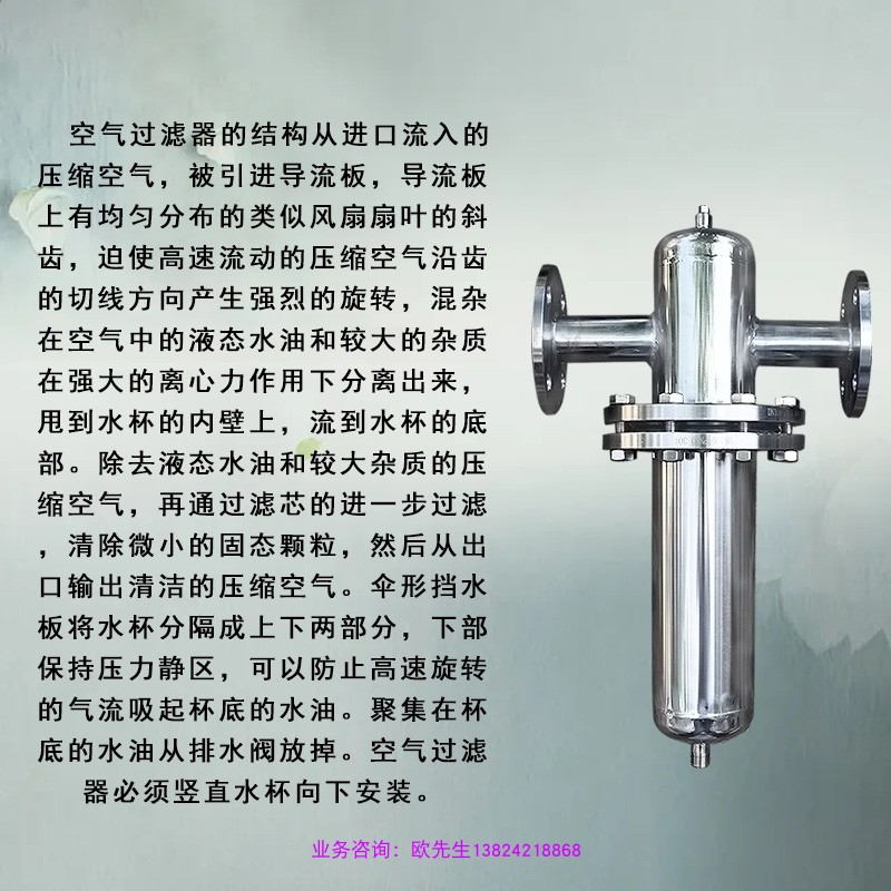 Flange stainless steel 304 compressed air filter gas precision filter gas air compressor filter