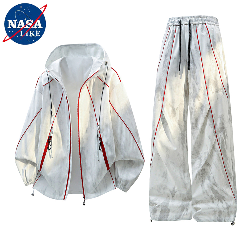 Nasalike Casual Sports Suit for Men, Spring and Autumn Tie-Dye Men's Outfit, a Trendy and Stylish Two-Piece Set