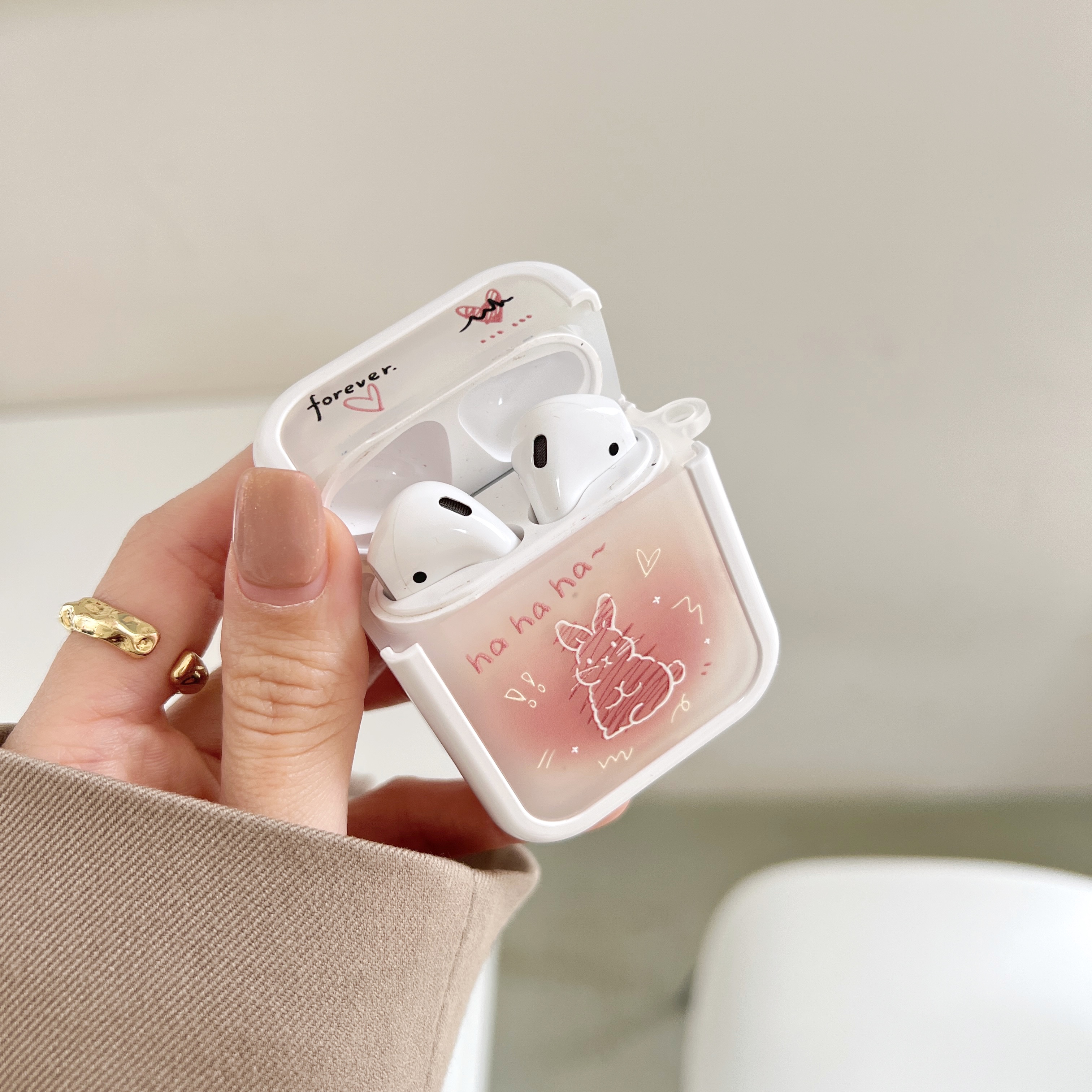 Rozā Blunt Graffiti Rabbit 3 aizsargapvalks Airpod 2nd Pro bezvadu Bluetooth austiņas 3rd 1 Piemērots_voghion.com